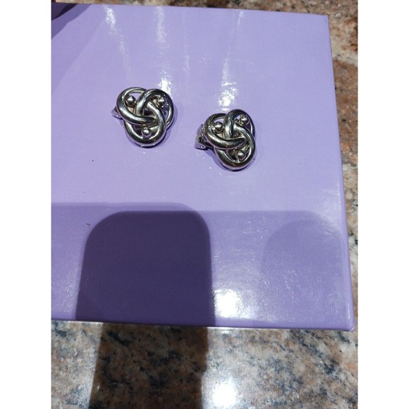 Vintage Alice Women's Silver Tone Classic Knot Clip On Earrings - Picture 1 of 4